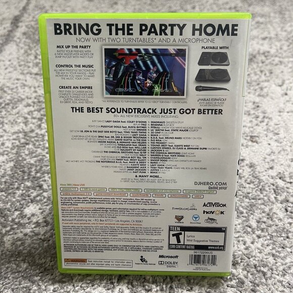 Xbox 360 DJ Hero 2 Video Game sealed and new - Picture 2 of 2
